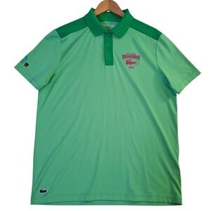 Lacoste Sport Mens Miami Open‎ 2025 Polo Shirt Large Green Pink Snap Performance